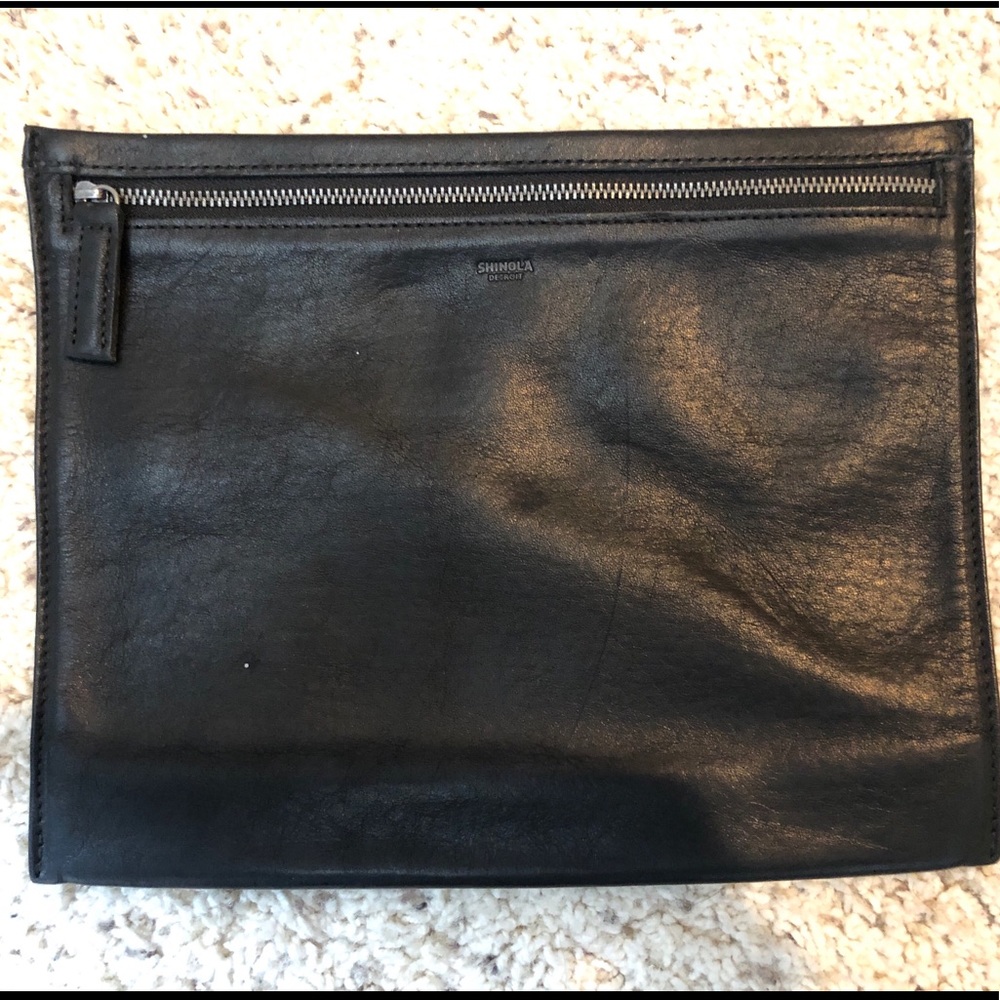 Shinola Zip Pouch Soft Large - black leather